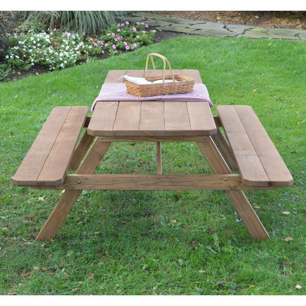 A &amp; L Furniture Pressure Treated Pine Picnic Table with Attached Benches Picnic Table 4ft / Unfinished / No