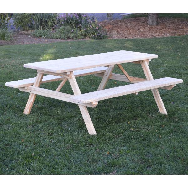 A &amp; L Furniture Pressure Treated Pine Picnic Table with Attached Benches Picnic Table 4ft / Unfinished / No