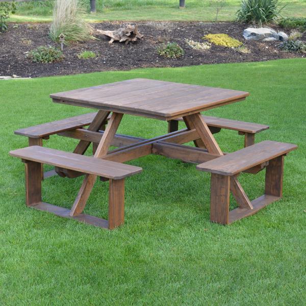 A &amp; L Furniture Pressure Treated Pine Square Walk-In Table Picnic Table Unfinished / No