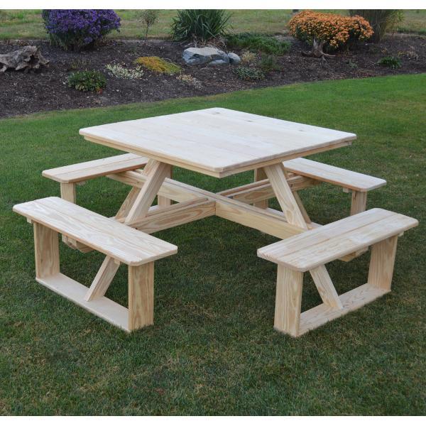 A &amp; L Furniture Pressure Treated Pine Square Walk-In Table Picnic Table Unfinished / No