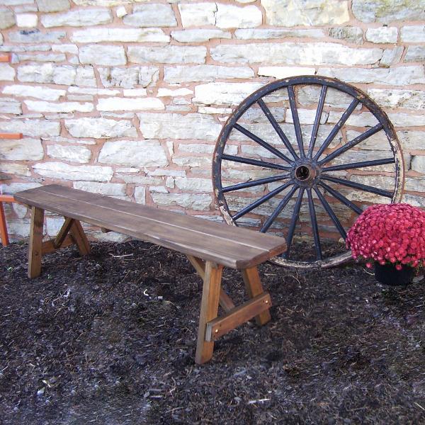 A &amp; L Furniture Pressure Treated Pine Traditional Bench Picnic Benches 2ft / Walnut