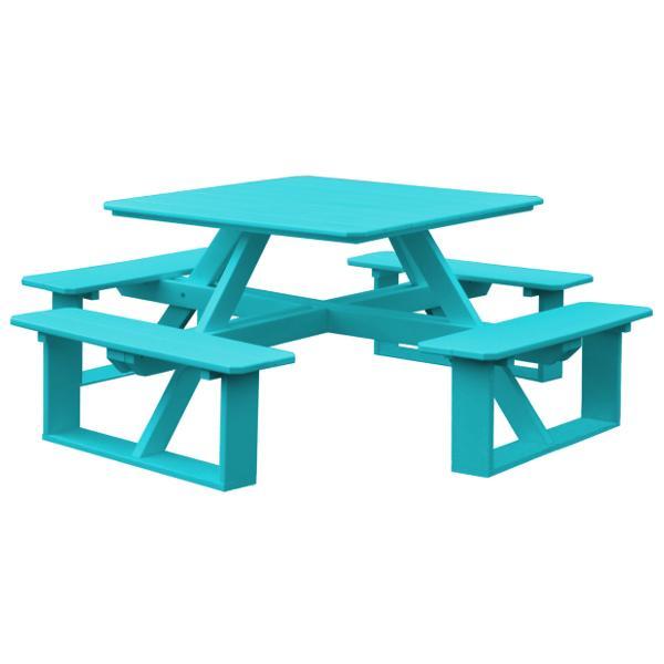 A &amp; L Furniture Recycled Plastic 44 Inch Square Walk-In Table Picnic Table Aruba Blue / No