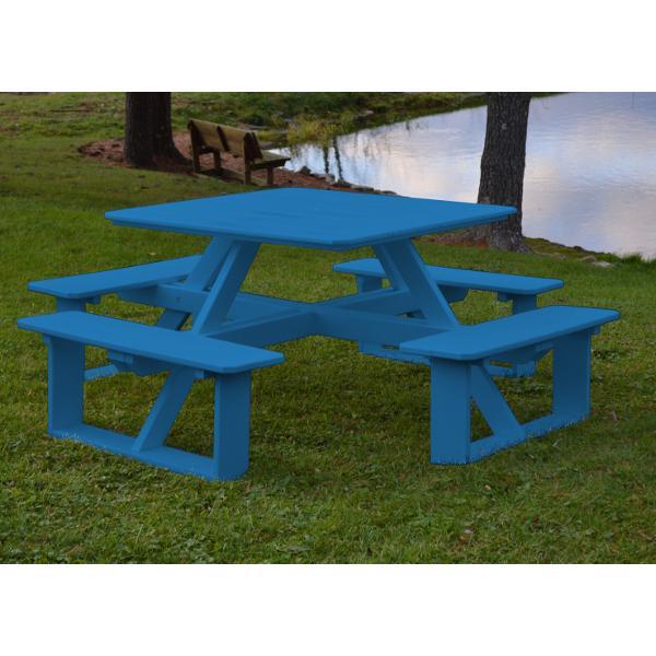 A &amp; L Furniture Recycled Plastic 44 Inch Square Walk-In Table Picnic Table Aruba Blue / No