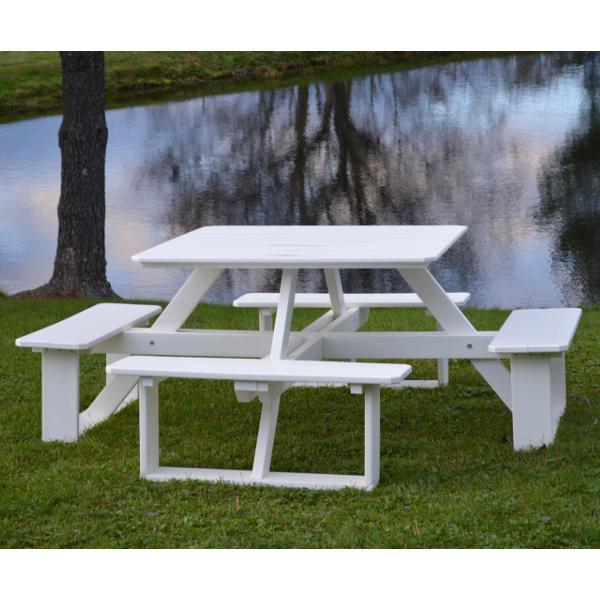 A &amp; L Furniture Recycled Plastic 44 Inch Square Walk-In Table Picnic Table Aruba Blue / No