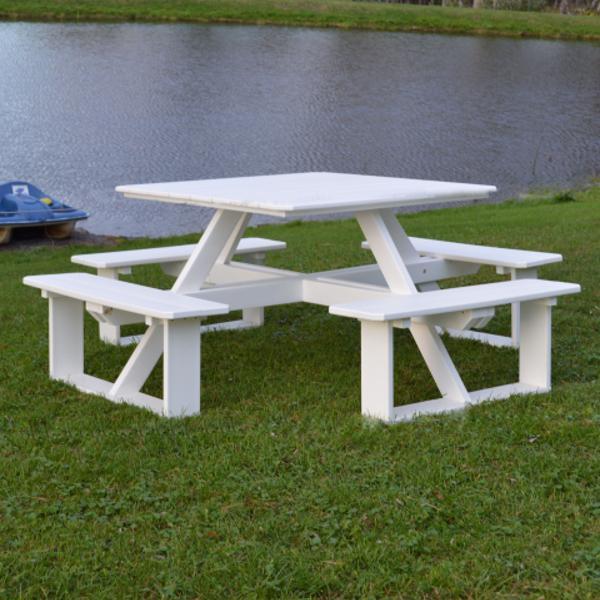 A &amp; L Furniture Recycled Plastic 44 Inch Square Walk-In Table Picnic Table Aruba Blue / No