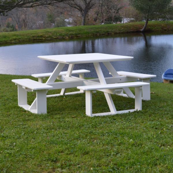 A &amp; L Furniture Recycled Plastic 44 Inch Square Walk-In Table Picnic Table Aruba Blue / No
