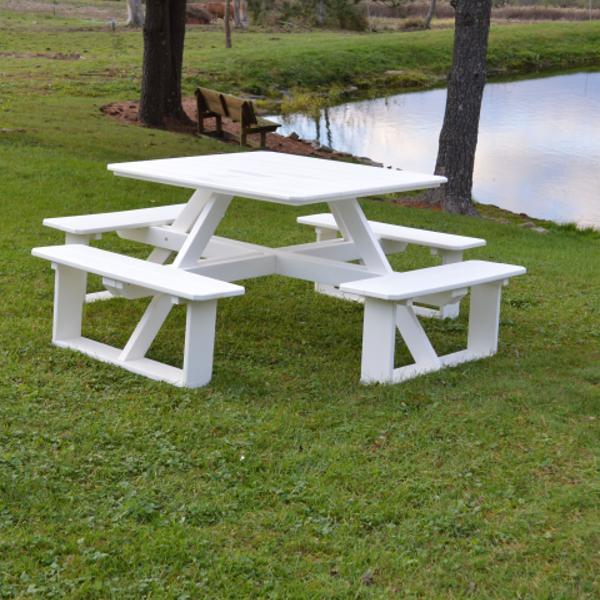 A &amp; L Furniture Recycled Plastic 44 Inch Square Walk-In Table Picnic Table Aruba Blue / No