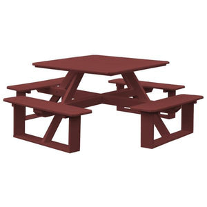 A & L Furniture Recycled Plastic 44 Inch Square Walk-In Table Picnic Table Cherrywood / No