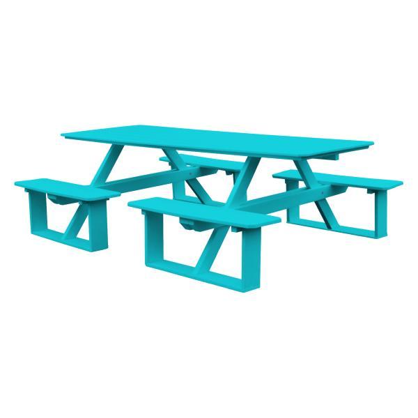 A &amp; L Furniture Recycled Plastic 8 ft Walk-In Table Picnic Table Aruba Blue / No