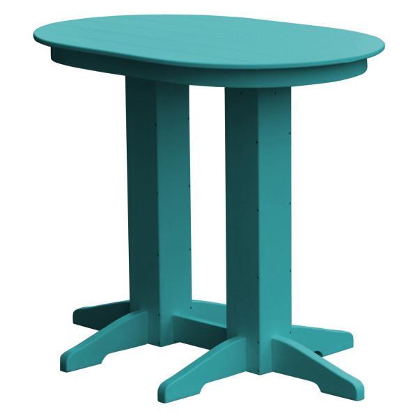 A &amp; L Furniture Recycled Plastic Oval Bar Table Bar Table 4ft / Aruba Blue / No