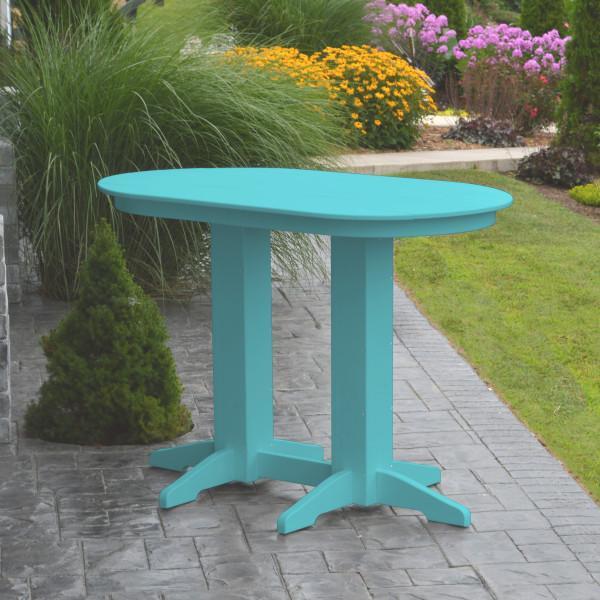 A &amp; L Furniture Recycled Plastic Oval Bar Table Bar Table 4ft / Aruba Blue / No