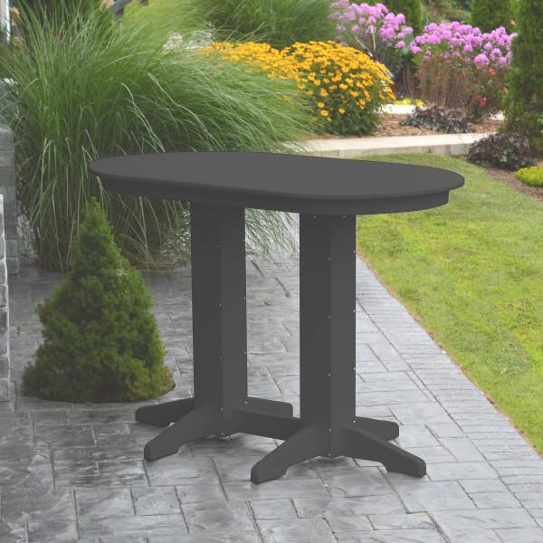 A &amp; L Furniture Recycled Plastic Oval Bar Table Bar Table 4ft / Aruba Blue / No