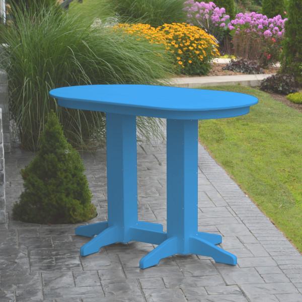 A &amp; L Furniture Recycled Plastic Oval Bar Table Bar Table 4ft / Aruba Blue / No