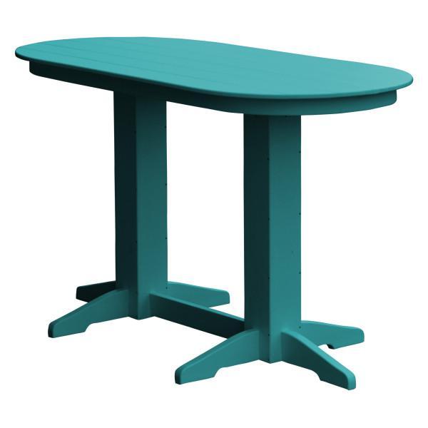 A &amp; L Furniture Recycled Plastic Oval Bar Table Bar Table 6ft / Aruba Blue / No