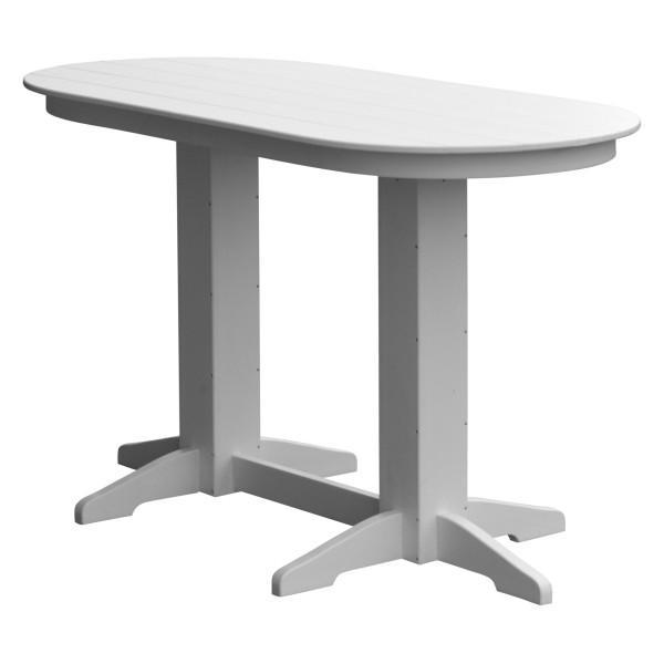A &amp; L Furniture Recycled Plastic Oval Bar Table Bar Table 6ft / White / No