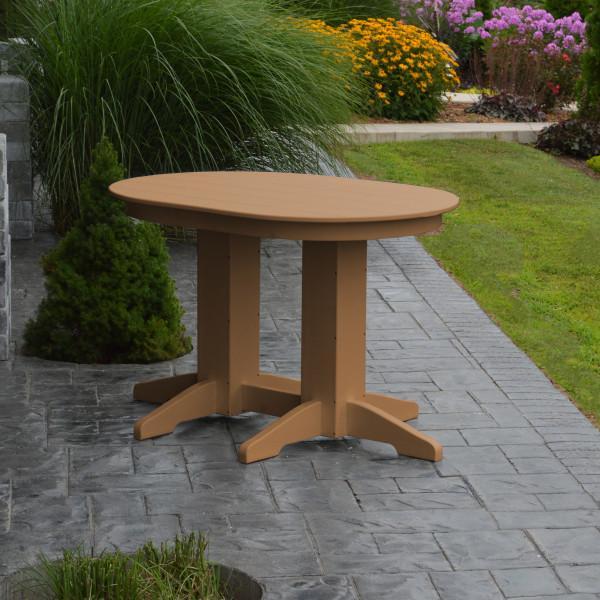 A &amp; L Furniture Recycled Plastic Oval Dining Table Dining Table 4ft / Cedar / Details