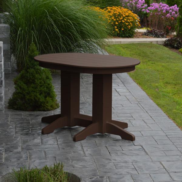 A &amp; L Furniture Recycled Plastic Oval Dining Table Dining Table 4ft / Tudor-Brown / Details