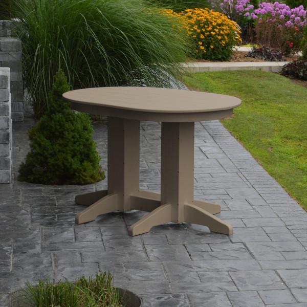 A &amp; L Furniture Recycled Plastic Oval Dining Table Dining Table 4ft / Weathered-Wood / Details
