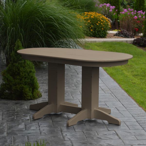 A &amp; L Furniture Recycled Plastic Oval Dining Table Dining Table 5ft / Weathered-Wood / Details
