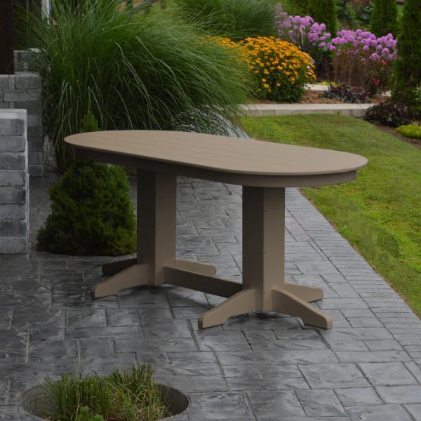 A &amp; L Furniture Recycled Plastic Oval Dining Table Dining Table 6ft / Weathered-Wood / Details