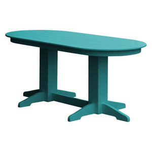 A & L Furniture Recycled Plastic Oval Dining Table Dining Table 6ft / Aruba-Blue