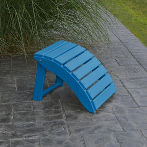 A & L Furniture Recycled Plastic Poly Folding Ottoman Ottoman Aruba Blue