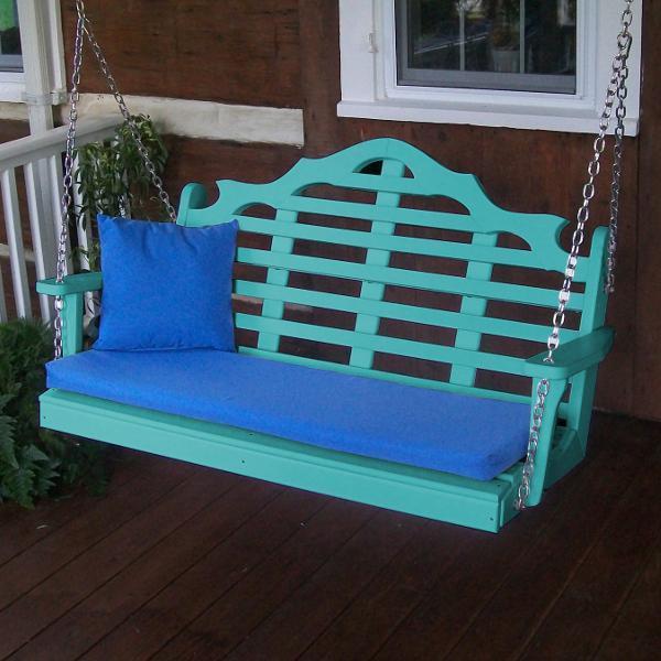 A &amp; L Furniture Recycled Plastic Poly Marlboro Porch Swing Porch Swings 4ft / Aruba Blue