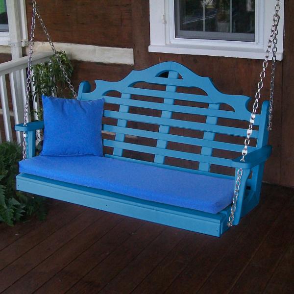 A &amp; L Furniture Recycled Plastic Poly Marlboro Porch Swing Porch Swings 4ft / Aruba Blue
