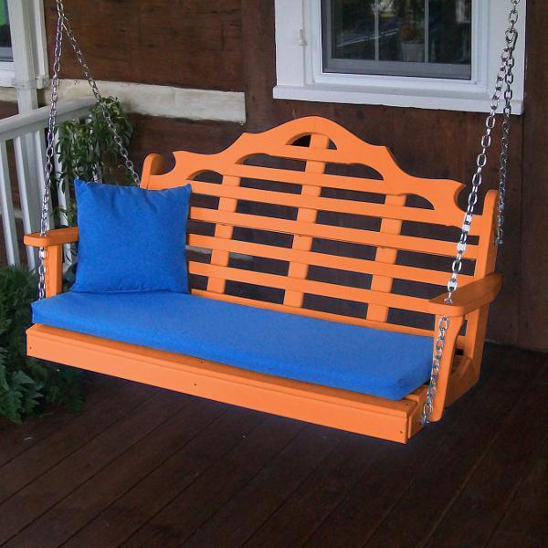 A &amp; L Furniture Recycled Plastic Poly Marlboro Porch Swing Porch Swings 4ft / Aruba Blue