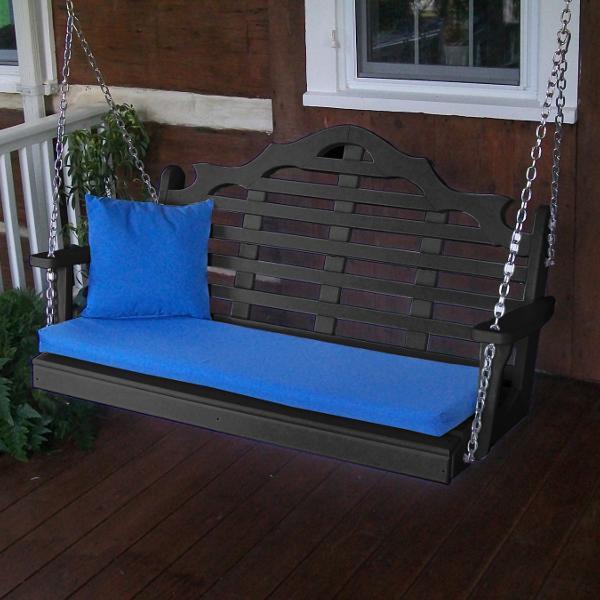 A &amp; L Furniture Recycled Plastic Poly Marlboro Porch Swing Porch Swings 4ft / Aruba Blue