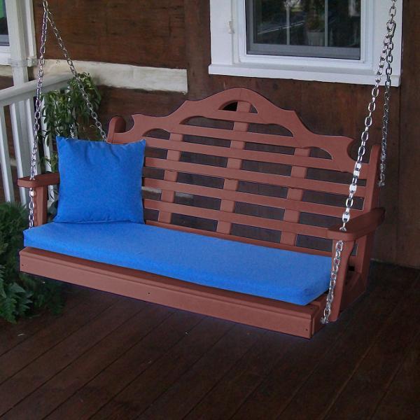 A &amp; L Furniture Recycled Plastic Poly Marlboro Porch Swing Porch Swings 4ft / Aruba Blue
