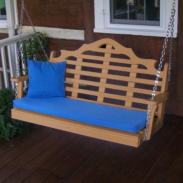 A &amp; L Furniture Recycled Plastic Poly Marlboro Porch Swing Porch Swings 4ft / Aruba Blue