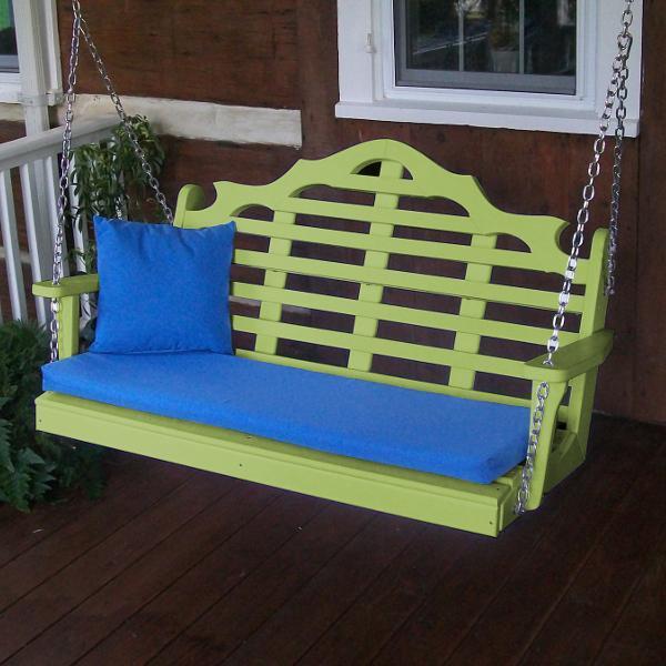A &amp; L Furniture Recycled Plastic Poly Marlboro Porch Swing Porch Swings 4ft / Aruba Blue