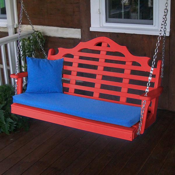 A &amp; L Furniture Recycled Plastic Poly Marlboro Porch Swing Porch Swings 4ft / Aruba Blue