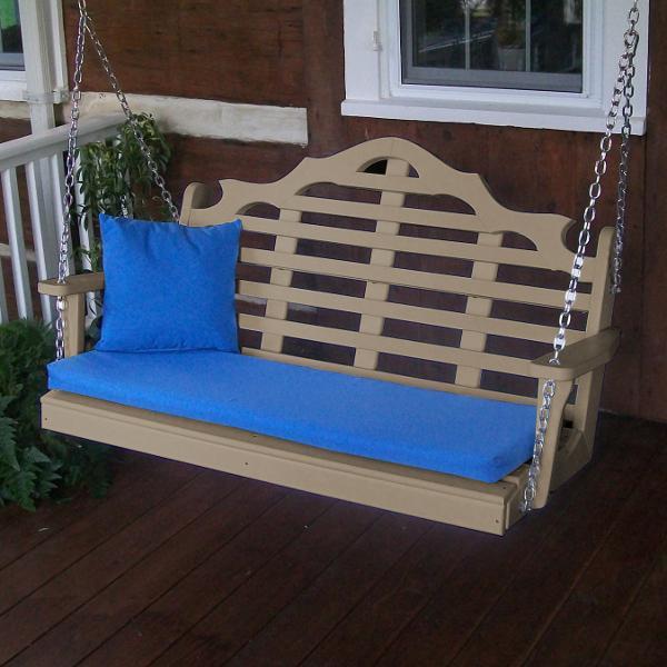 A &amp; L Furniture Recycled Plastic Poly Marlboro Porch Swing Porch Swings 4ft / Aruba Blue