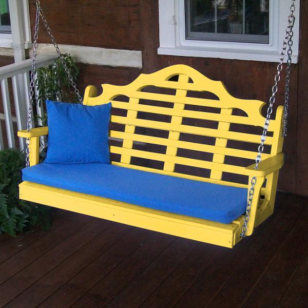 A &amp; L Furniture Recycled Plastic Poly Marlboro Porch Swing Porch Swings 4ft / Aruba Blue