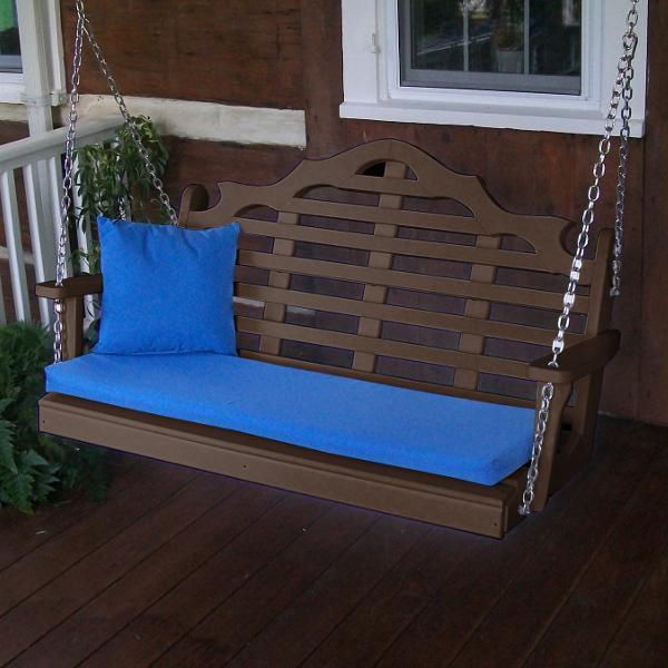 A &amp; L Furniture Recycled Plastic Poly Marlboro Porch Swing Porch Swings 4ft / Aruba Blue