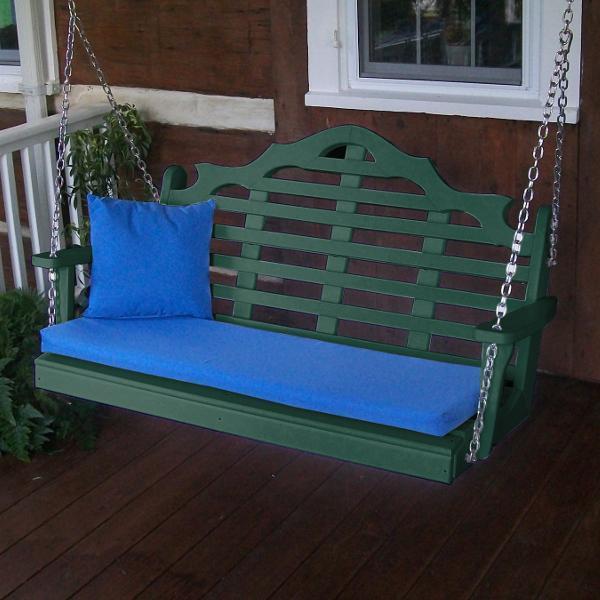 A &amp; L Furniture Recycled Plastic Poly Marlboro Porch Swing Porch Swings 4ft / Aruba Blue