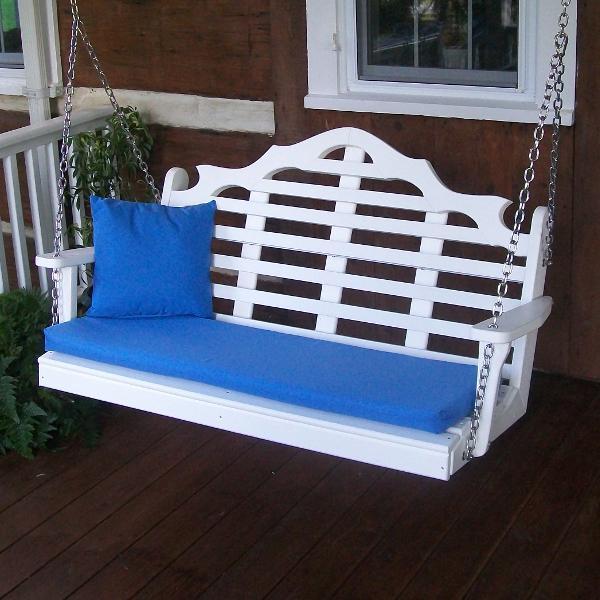 A &amp; L Furniture Recycled Plastic Poly Marlboro Porch Swing Porch Swings 4ft / Aruba Blue