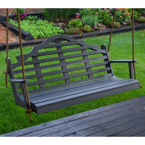 A &amp; L Furniture Recycled Plastic Poly Marlboro Porch Swing Porch Swings 4ft / Dark Gray