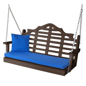 A & L Furniture Recycled Plastic Poly Marlboro Porch Swing Porch Swings 4ft / Tudor Brown