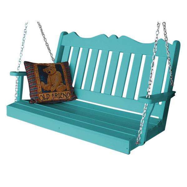 A &amp; L Furniture Recycled Plastic Poly Royal English Porch Swing Porch Swings 4ft / Aruba Blue