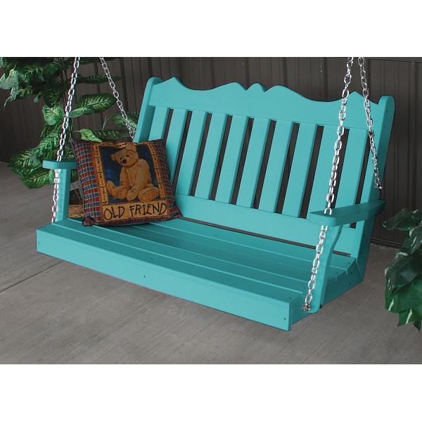 A &amp; L Furniture Recycled Plastic Poly Royal English Porch Swing Porch Swings 4ft / Aruba Blue