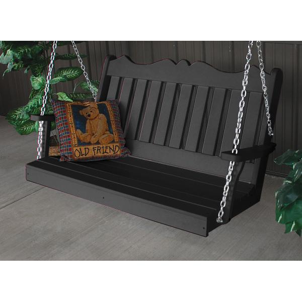 A &amp; L Furniture Recycled Plastic Poly Royal English Porch Swing Porch Swings 4ft / Aruba Blue