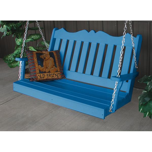 A &amp; L Furniture Recycled Plastic Poly Royal English Porch Swing Porch Swings 4ft / Aruba Blue