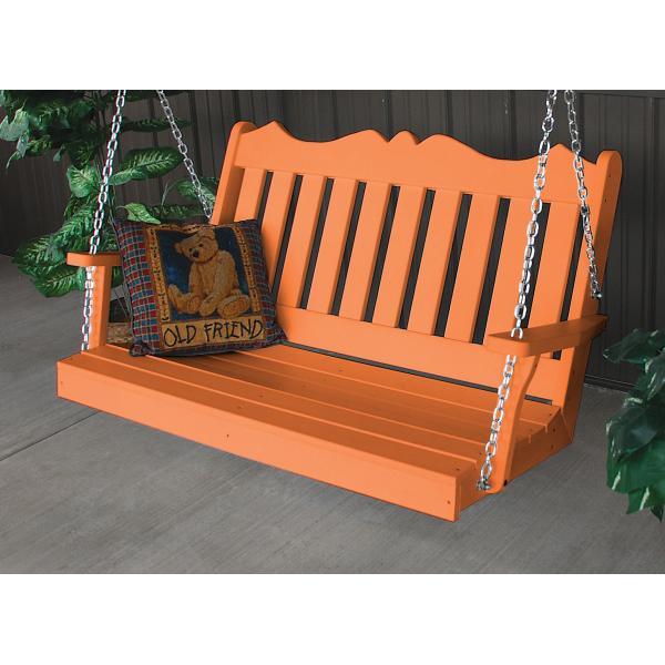 A &amp; L Furniture Recycled Plastic Poly Royal English Porch Swing Porch Swings 4ft / Aruba Blue