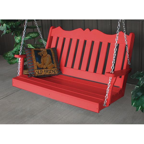 A &amp; L Furniture Recycled Plastic Poly Royal English Porch Swing Porch Swings 4ft / Aruba Blue