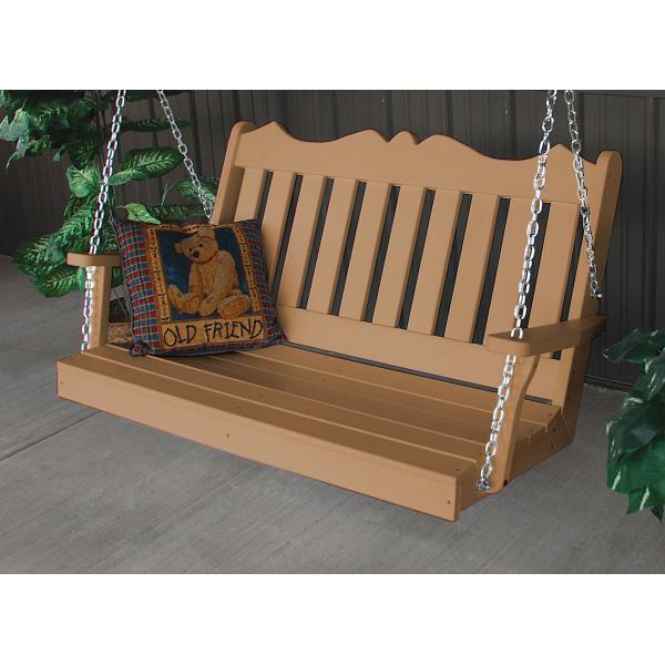 A &amp; L Furniture Recycled Plastic Poly Royal English Porch Swing Porch Swings 4ft / Aruba Blue
