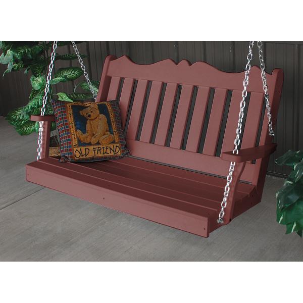 A &amp; L Furniture Recycled Plastic Poly Royal English Porch Swing Porch Swings 4ft / Aruba Blue