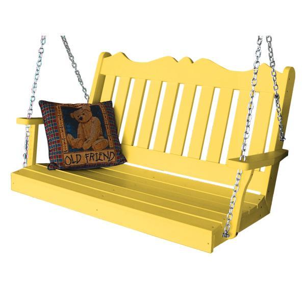 A &amp; L Furniture Recycled Plastic Poly Royal English Porch Swing Porch Swings 4ft / Aruba Blue